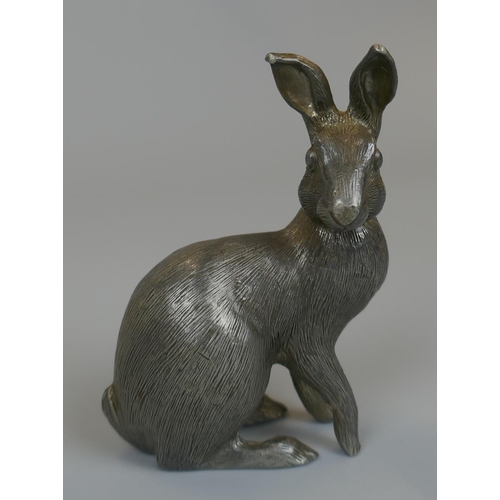 208 - Pewter Bull & Hare - Signed J.G. Moore