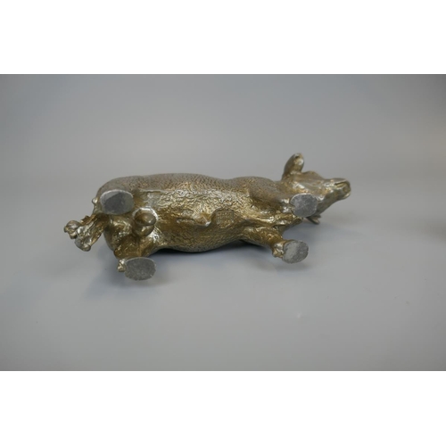 208 - Pewter Bull & Hare - Signed J.G. Moore