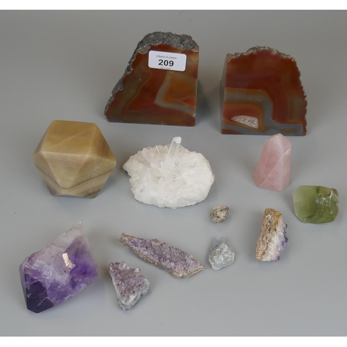 209 - Collection of crystals together with soapstone eggs