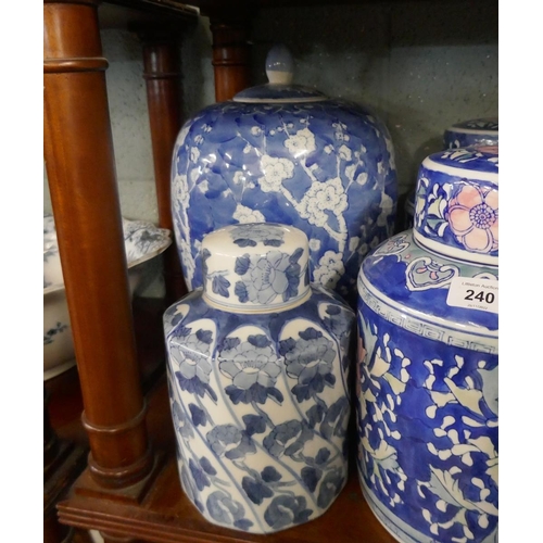 240 - Collection of blue and white vases etc