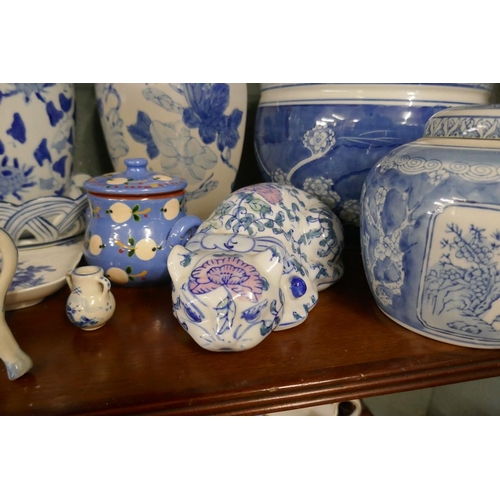 240 - Collection of blue and white vases etc