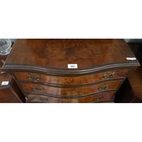 363 - Walnut bow fronted tallboy chest - Approx size: W: 63cm D: 49cm H: 117cm