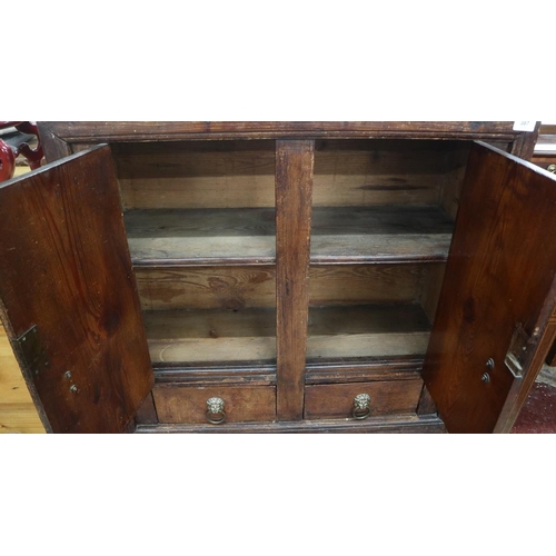 387 - Antique oak cupboard - Approx size: W: 87cm D: 34cm H: 92cm