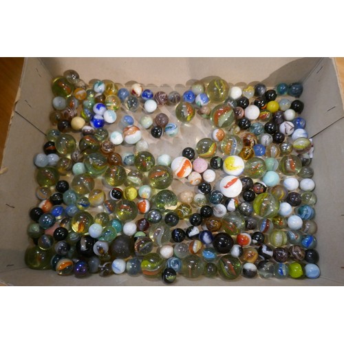 227 - Tin of vintage marbles