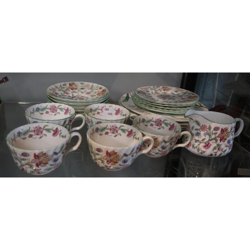 232 - Minton Haddon Hall part tea service together with 3 Thomas Goode plates