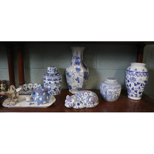 265 - Collection of blue & white china to include oriental ginger jars etc