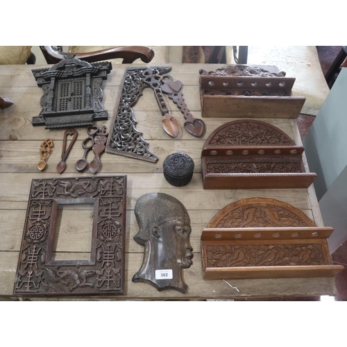 302 - Collection of carved items