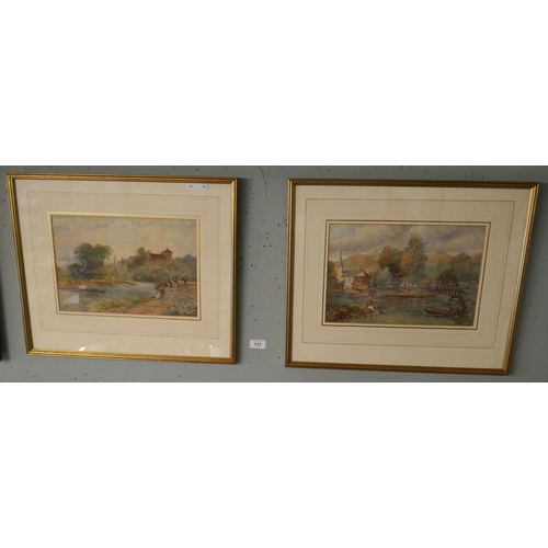 313 - 2 watercolours signed A.E. Penley - River scenes - Approx image sizes: 34cm x 23cm