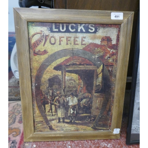 491 - Lucks coffee advertisement - Approx size: 37cm x 47cm