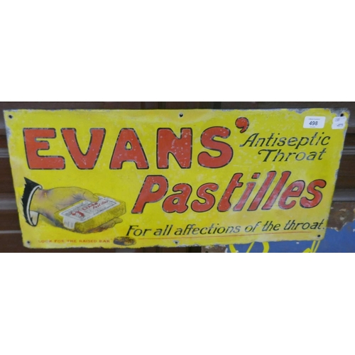 498 - Enamel sign - Evans Pastilles - Approx size: 61cm x 28cm