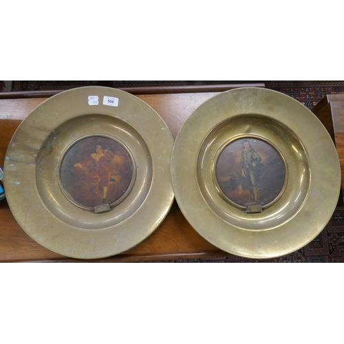 506 - Pair of brass chargers Trafford plaques series no. 1 old masters