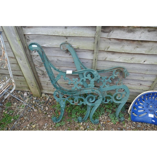 529 - Pair of cast iron bench ends