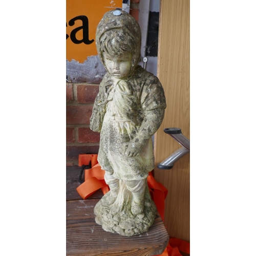 534 - Stone statue of girl - Approx height: 56cm