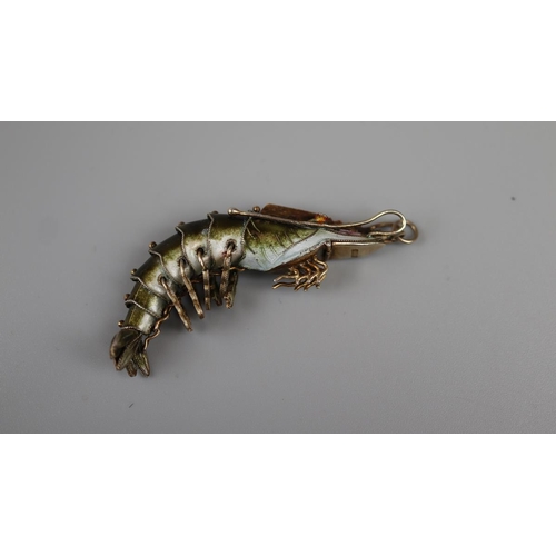 66 - Silver articulated prawn pendant