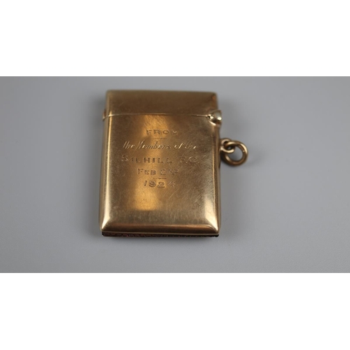 72 - Hallmarked gold vesta case - Approx weight 19.4g