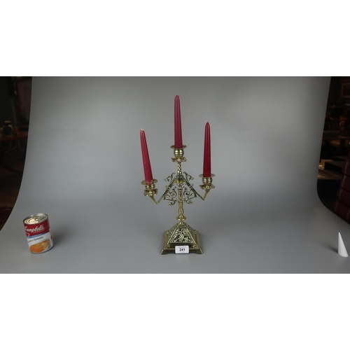 241 - Pair of brass candelabra to include candles