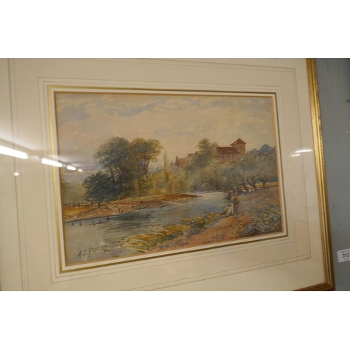 313 - 2 watercolours signed A.E. Penley - River scenes - Approx image sizes: 34cm x 23cm