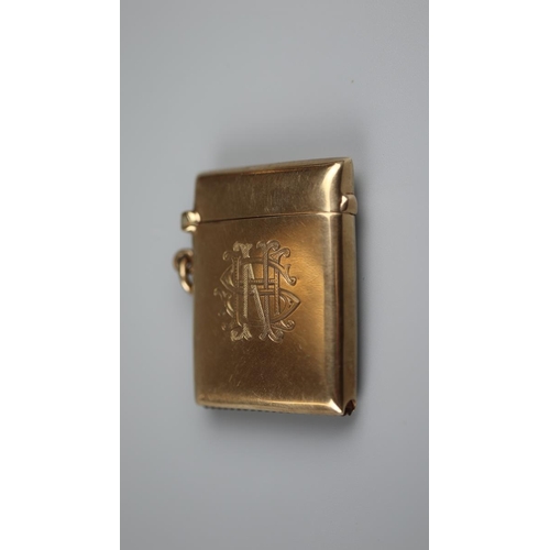 72 - Hallmarked gold vesta case - Approx weight 19.4g