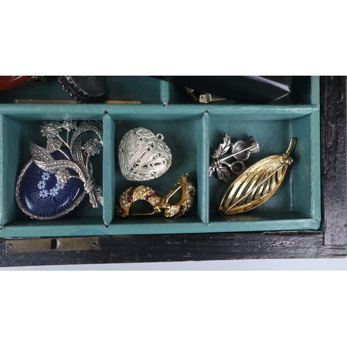 95 - Inlaid jewellery box with costume jewellery