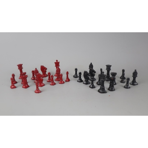 146 - Painted lead chess set