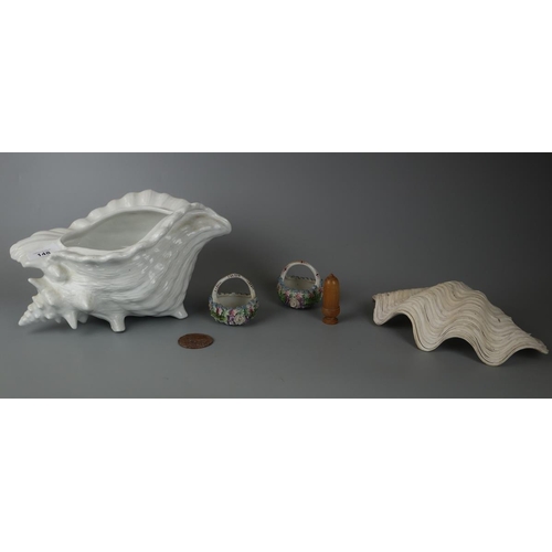 148 - Collectables to include large ceramic shell