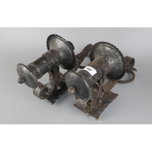 197 - Pair wrought iron wall sconces