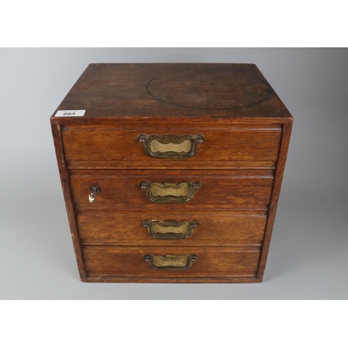 203 - Antique oak collectors chest