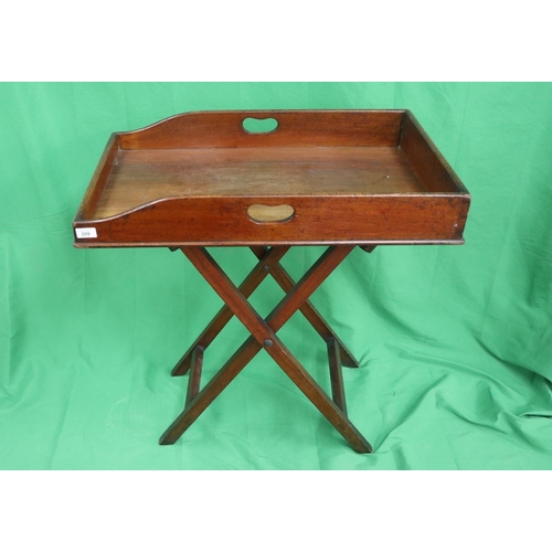 209 - Antique mahogany butlers tray on stand