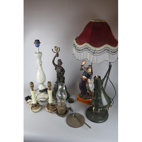 211 - Collection of lamps to include Anglepoise and a ships lantern