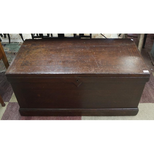 222 - 19thC stencil pine box with fitted interior