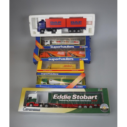 238 - Collection of boxed die cast model trucks to include Corgi Super Haulers and Eddie Stobart