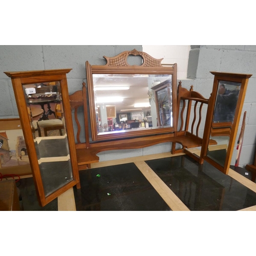 253 - Large satinwood vanity triptych mirror