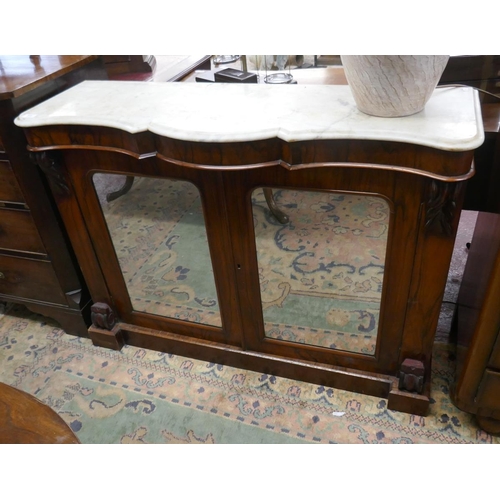 318 - Victorian marble top rosewood chiffonier - Approx size: W: 120cm D: 38cm H: 90cm