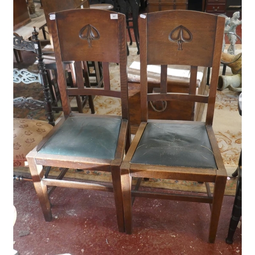387 - Pair of oak Arts & Crafts chairs