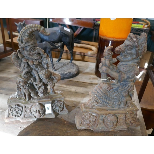 397 - Punch and Judy cast iron door stops