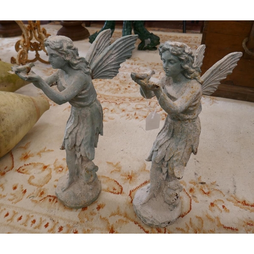 400 - Pair of cast iron fairy figures - Approx height: 51cm