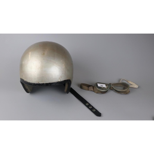 82 - Vintage motorcycle helmet and goggles