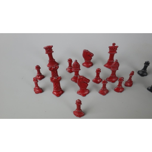 146 - Painted lead chess set