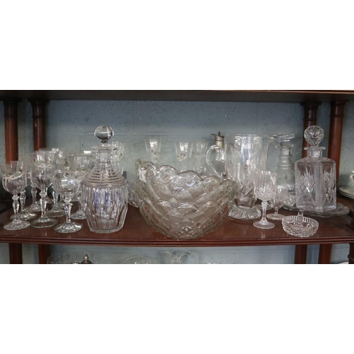 178 - Collection of cut glass to include ships decanter