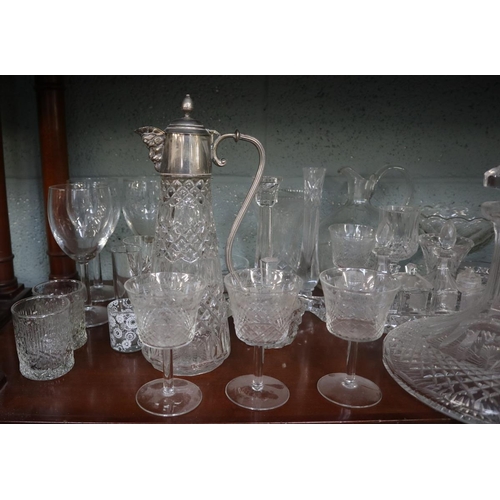 178 - Collection of cut glass to include ships decanter