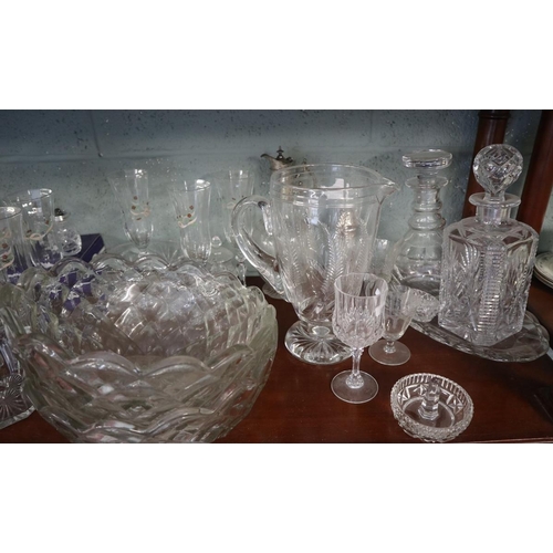 178 - Collection of cut glass to include ships decanter