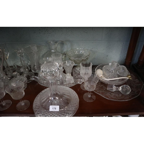 178 - Collection of cut glass to include ships decanter