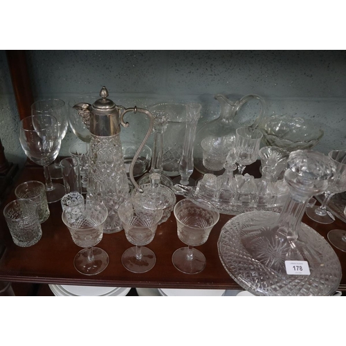 178 - Collection of cut glass to include ships decanter