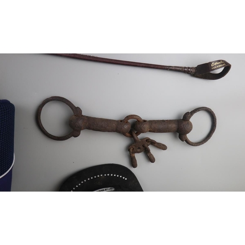 179 - Collection of equestrian items to include antique bit