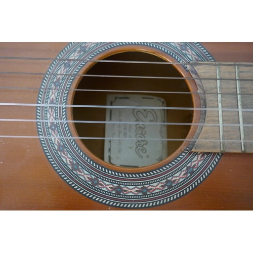 261 - JHS Encore classical acoustic guitar together with a novelty miniature guitar
