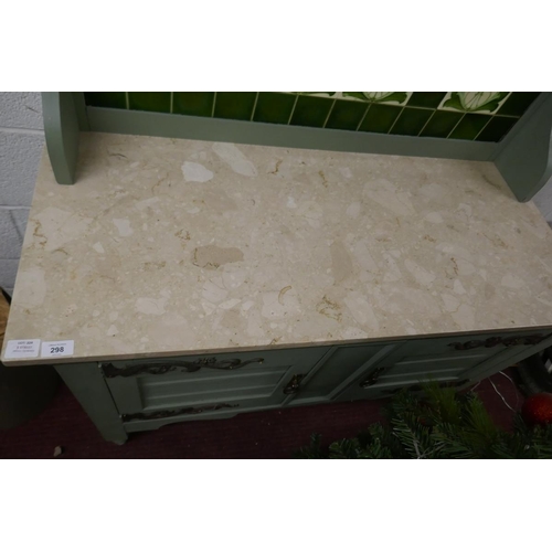 298 - Marble top tile-back washstand