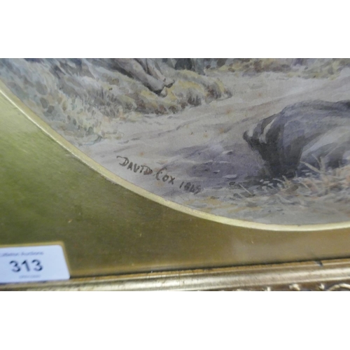 313 - Watercolour rural scene - Signed David Cox 1845
