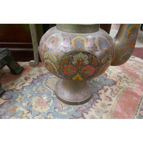 315 - Huge painted brass teapot - Approx height: 151cm