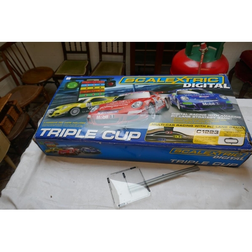 363 - Scalextric Digital Triple Cut set together with Rally Pro Championship set