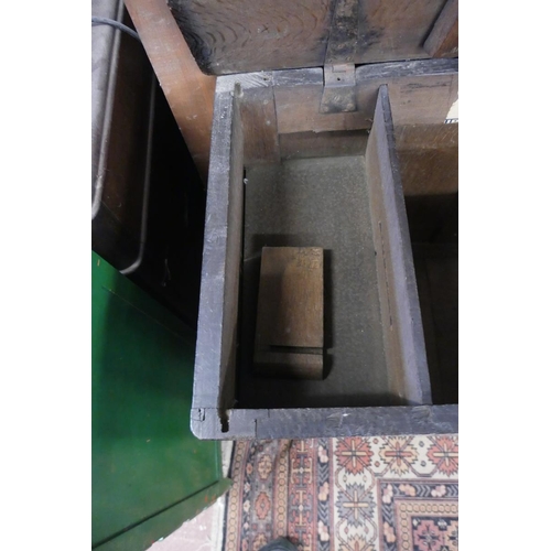 371 - Antique oak 18thC coffer with candle box - Approx size: W: 139cm D: 47cm H: 75cm